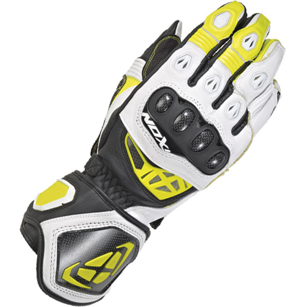 Image of Ixon RS Genius Replica Leather Gloves - Black / White / Fluo Yellow