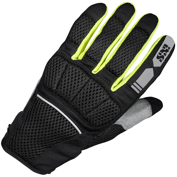 Image of iXS Samur-Air 1.0 Textile Gloves - Black / Neon Yellow