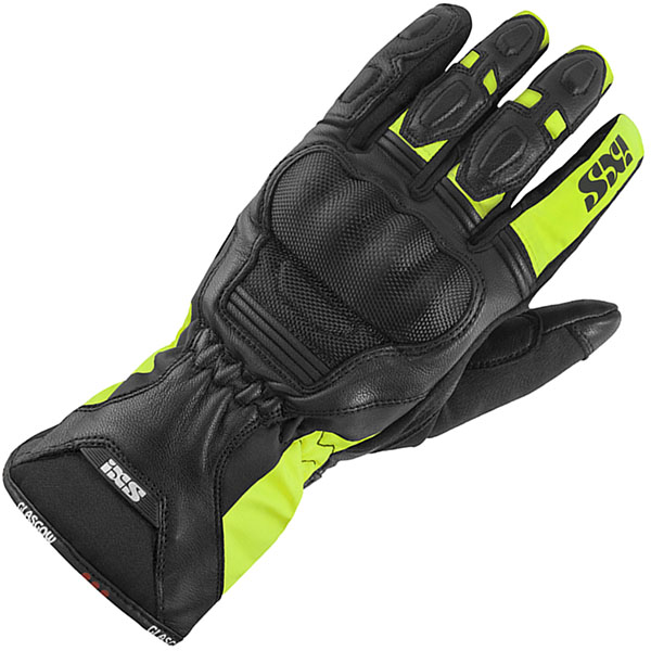 Image of iXS Glasgow Mixed Gloves - Black / Fluo Yellow