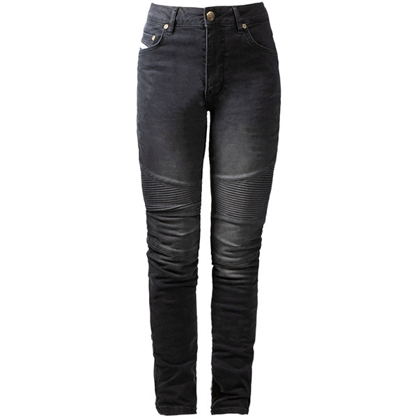 John Doe Ladies Betty Biker Aramid Jeans - Worn Black - FREE UK DELIVERY