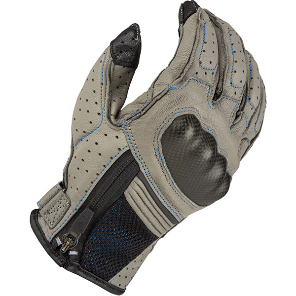 Image of Klim Induction Leather Gloves - Grey / Kinetik Blue