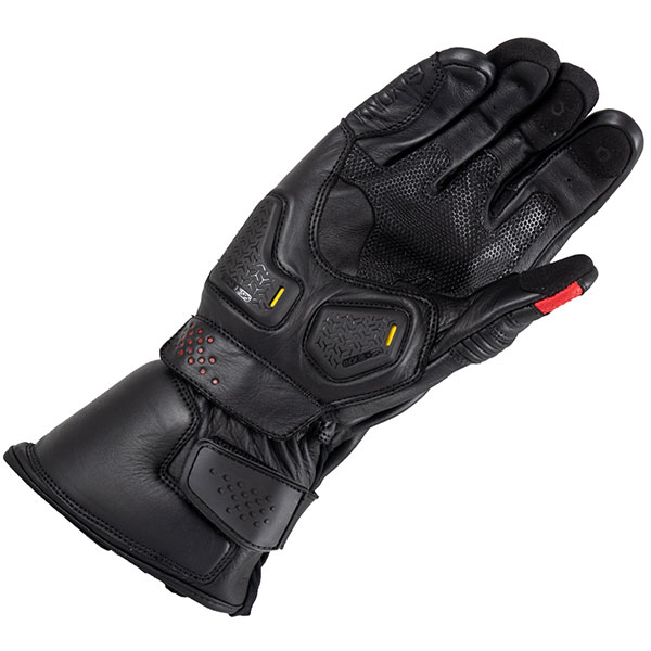 Knox Armour Oulton Leather Gloves - Black / Red - FREE UK DELIVERY