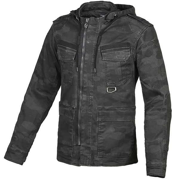 Macna Combat Textile Jacket Black / Grey Camo FREE UK DELIVERY