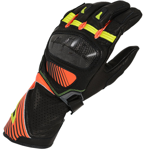 Image of Macna Airpack Leather Gloves - Black / Fluo Red / Yellow