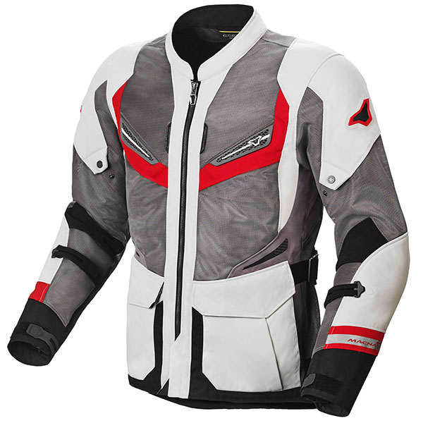 Image of Macna Aerocon Night Eye Textile Jacket - Light Grey / Red