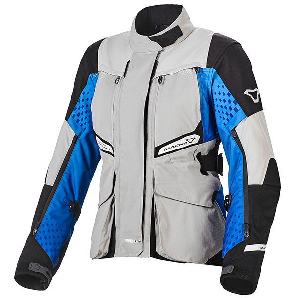 Image of Macna Ladies Fusor Textile Jacket - Light Grey / Blue / Black