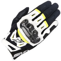 Alpinestars SMX-2 Air Carbon V2 Leather Gloves - Black / White / Fluo Yellow