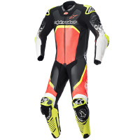 Alpinestars GP Tech V4 One Piece Leather Suit - Black / Red Fluo / Yellow Fluo