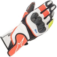 Alpinestars SP-2 V3 Leather Gloves - White / Red Fluo / Black