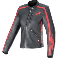 Alpinestars Stella Dyno Leather Jacket - Black / Haute Red