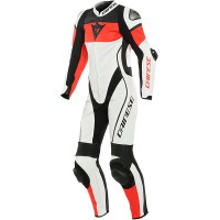 Dainese Ladies Imatra Perforated One Piece Leather Suit - White / Fluo Red / Black