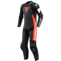 Dainese Tosa Perforated 1 Piece Leather Suit - Black / Fluo Red / White