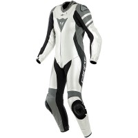 Dainese Ladies Killalane Perforated 1 Piece Leather Suit - Pearl White / Charcoal Grey / Black