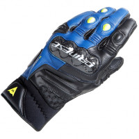 Dainese Carbon 4 Short Leather Gloves - Racing Blue / Black / Fluo Yellow