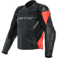 Dainese Racing 4 Leather Jacket - Black / Fluo Red