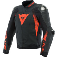 Dainese Super Speed 4 Leather Jacket - Black Matt / Flou Red