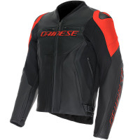 Dainese Racing 5 Leather Jacket - Black / Fluo Red