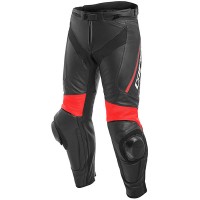 Dainese Delta 3 Leather Jeans - Black / Black / Fluo Red