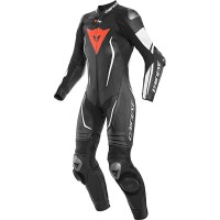 Dainese Ladies Misano 2 D-Air Perforated Leather 1 Piece Suit - Black / Black / White