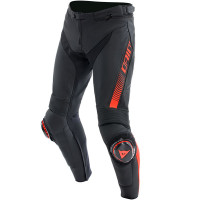 Dainese Super Speed Leather Trousers - Black / Fluo Red