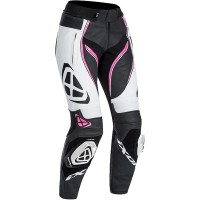 Ixon Ladies Vortex Leather Jeans - Black / White / Fuchsia