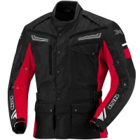 all black with red jacket