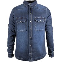 John Doe Motoshirt Textile Jacket - Denim Dark Blue Worn