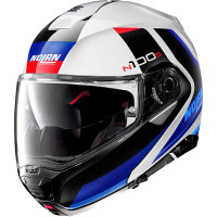 Nolan N100-5 N-Com - Hilltop Metal White / Blue / Red