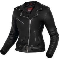 Ozone Classic Ramones Ladies Leather Jacket - Black