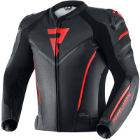 Rebelhorn Fighter Leather Jacket - Black / Flo Red