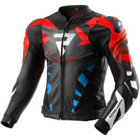 Rebelhorn Inferno Leather Jacket - Black / Blue / White / Red