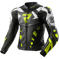 Rebelhorn Inferno Leather Jacket - Black / White / Fluo Yellow