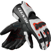Rev'it Quantum 3 Leather Gloves - White / Neon Red
