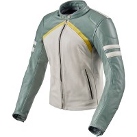 Rev'it Ladies Meridian Leather Jacket - White / Green