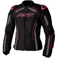 RST Ladies S-1 Mesh CE Textile Jacket - Black / Neon Pink 