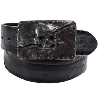 Spirit Motors Skull Leather Belt - Black