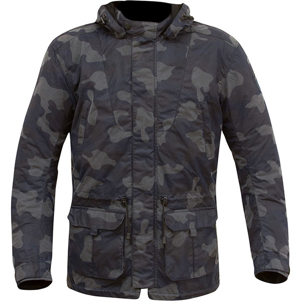 Image of Merlin Belmot Camo Wax Cotton Jacket - Blue