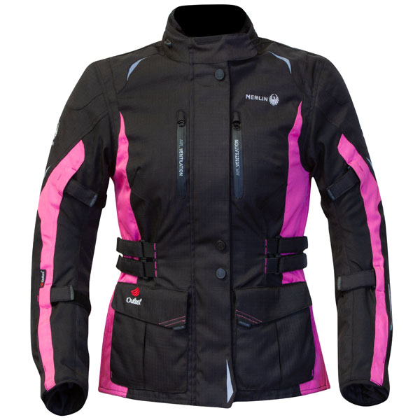 Image of Merlin Ladies Carina Outlast Textile Jacket - Black / Fuchsia