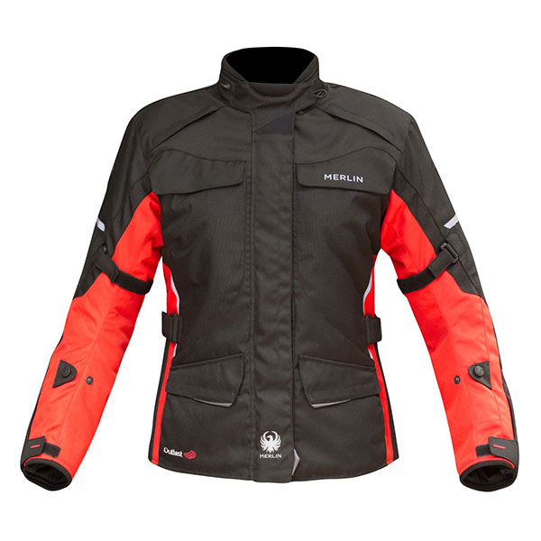 Image of Merlin Ladies Aurora Outlast Textile Jacket - Black / Red