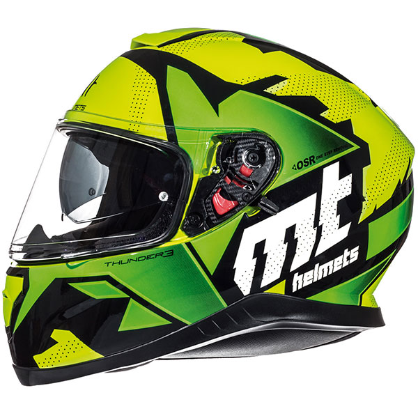 MT Thunder 3 SV FRACTAL Matt Black Grey Fluo Yellow  Motorcycle Helmet Lid 