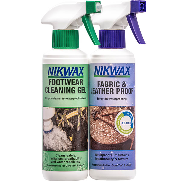 Nikwax Footwear Cleaning Gel / Fabric & Leather Proof Spray Pack