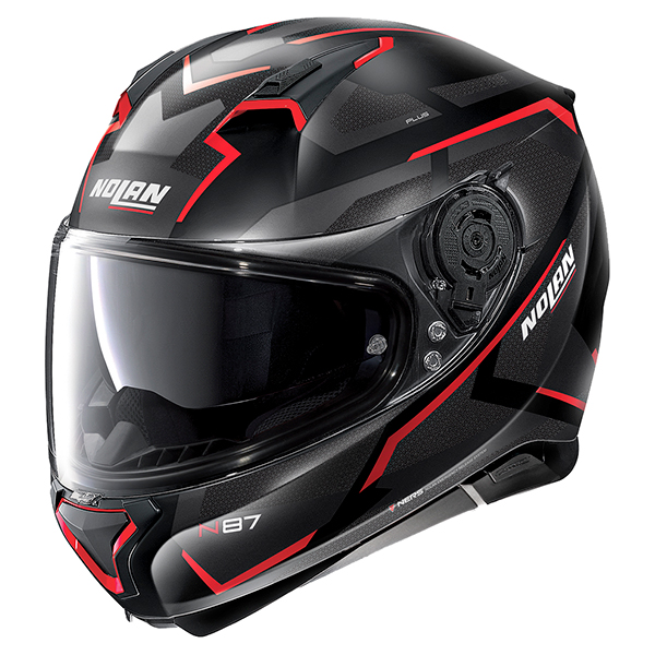 Image of Nolan N87 Plus Overland N-Com - Flat Black / Red