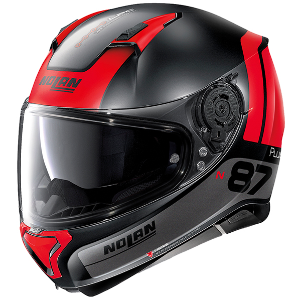 Image of Nolan N87 Plus Distinctive N-Com - Flat Black / Red