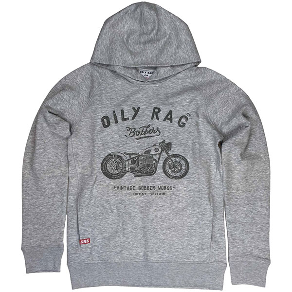 Image of Oily Rag Black Label Bobber Works Hoodie - Grey