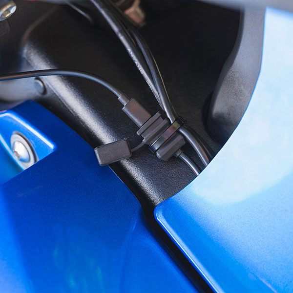 Oxford EL102 Dual USB Motorcycle Phone Charger - Fits 22-25mm Handlebars - 12V, 1.2m Cable
