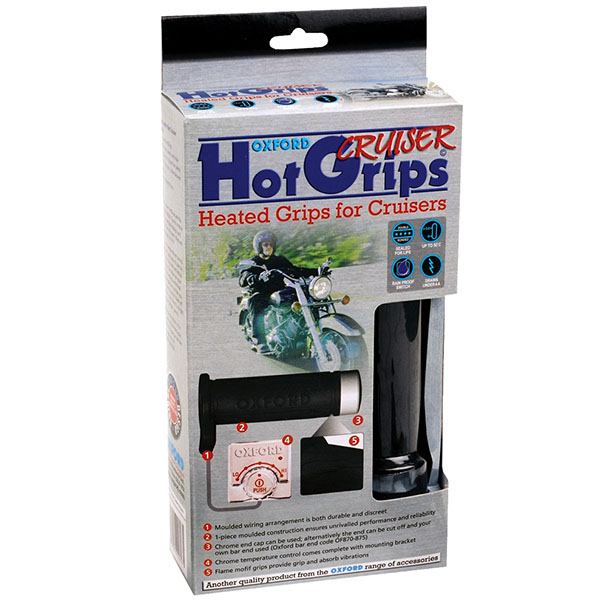 Oxford Heated Hot Grips - Cruiser Chrome