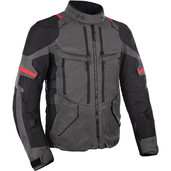 Oxford Rockland Textile Jacket - Charcoal / Black / Red - FREE UK DELIVERY