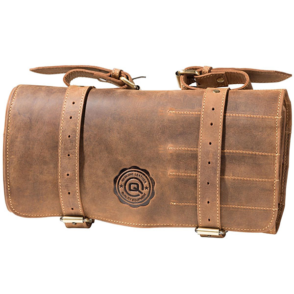 Image of QBag Leather Tool Roll Bag - Vintage Brown