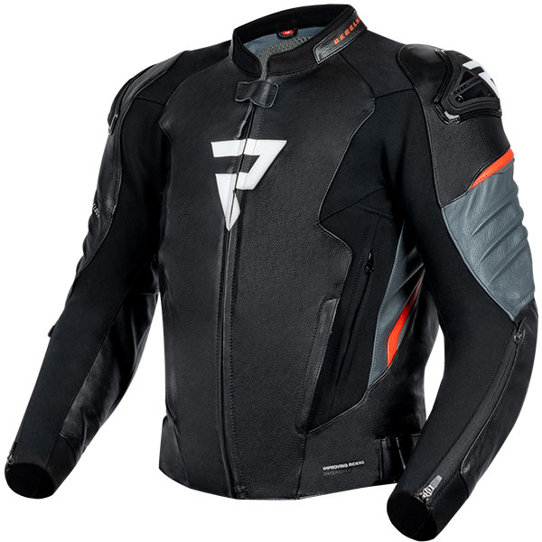 Rebelhorn Veloce Leather Jacket - Black / Fluo Red - FREE UK DELIVERY