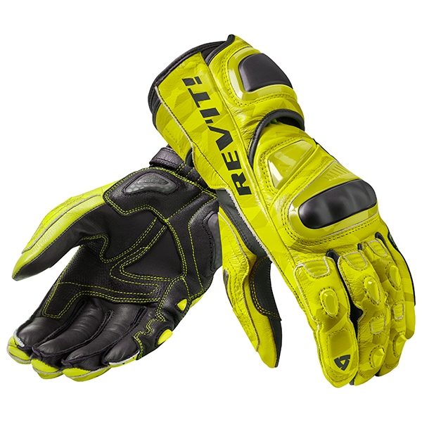 Image of Rev'it Jerez 3 Leather Gloves - Neon Yellow / Black